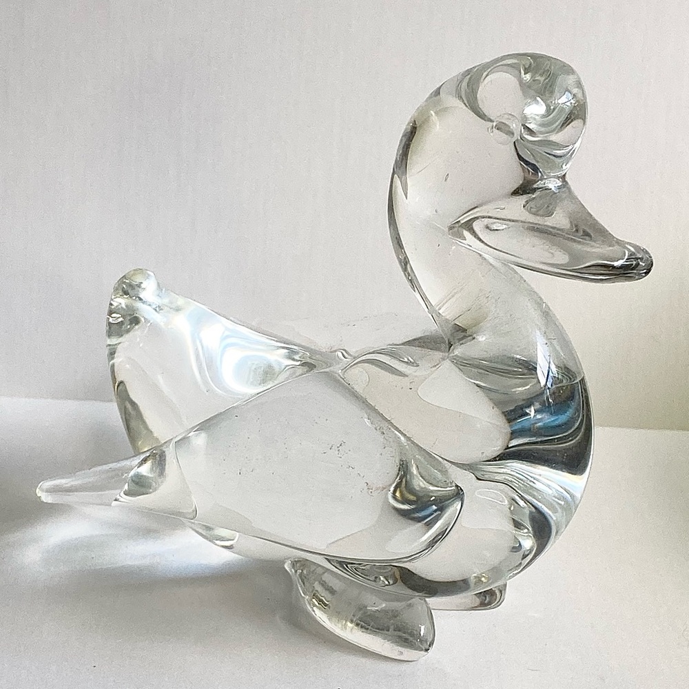 Duck Figurine/paperweight Seguso Murano Clear 4”